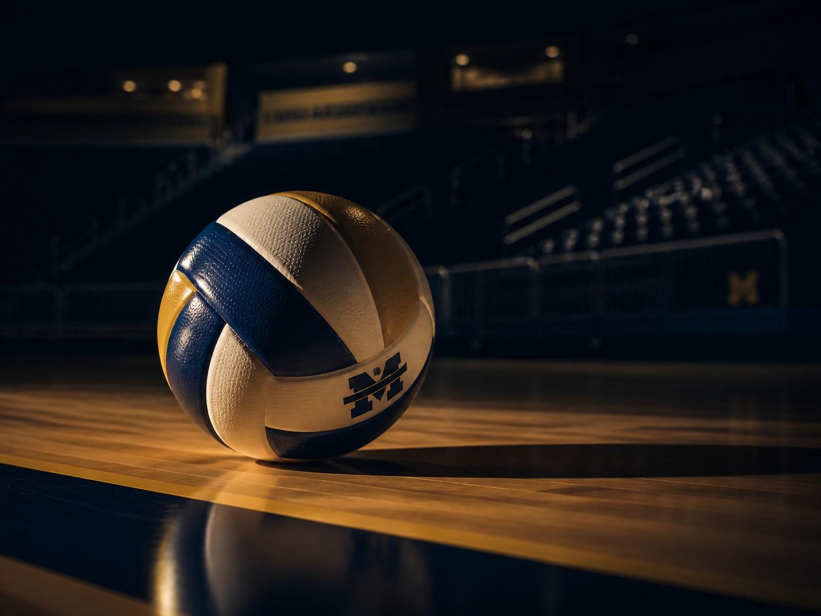 Volleyball in einer leeren Arena, dramatisches Licht
